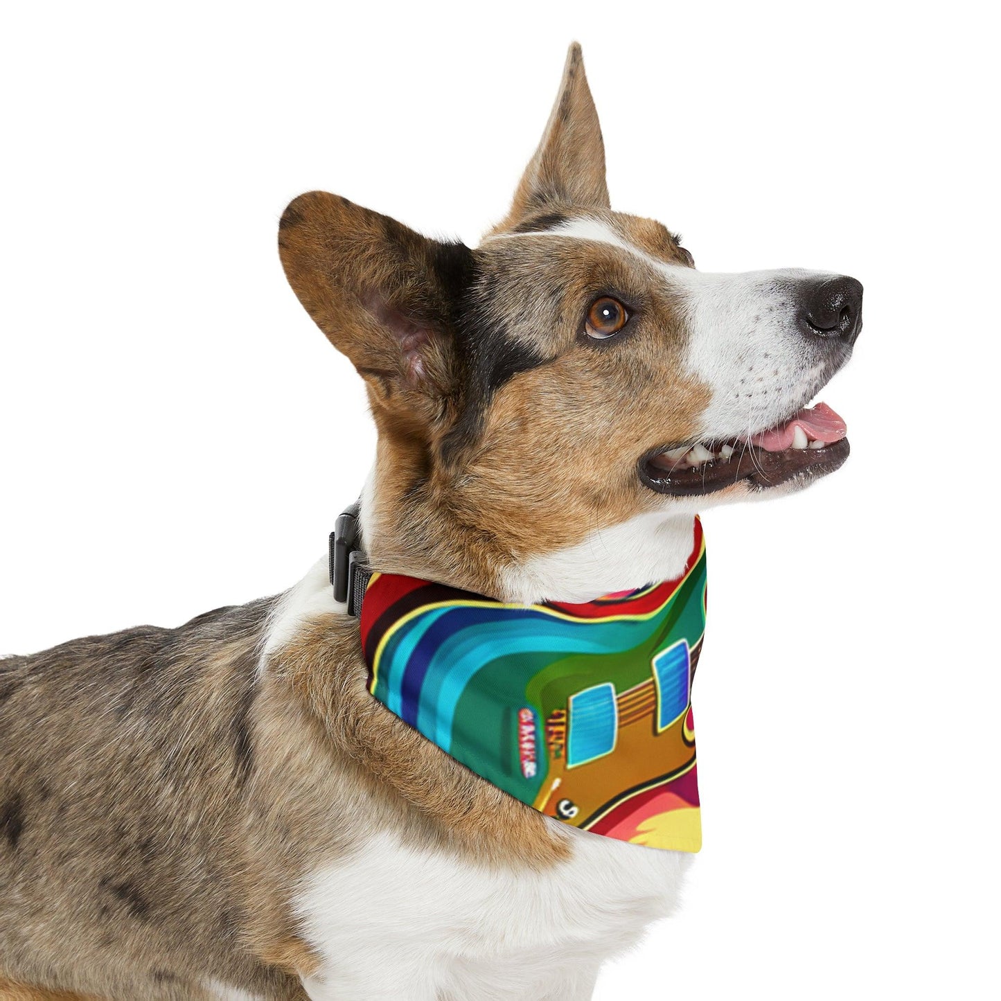 Psychedelic Electric Guitar Pet Bandana Collar - Lizard Vigilante