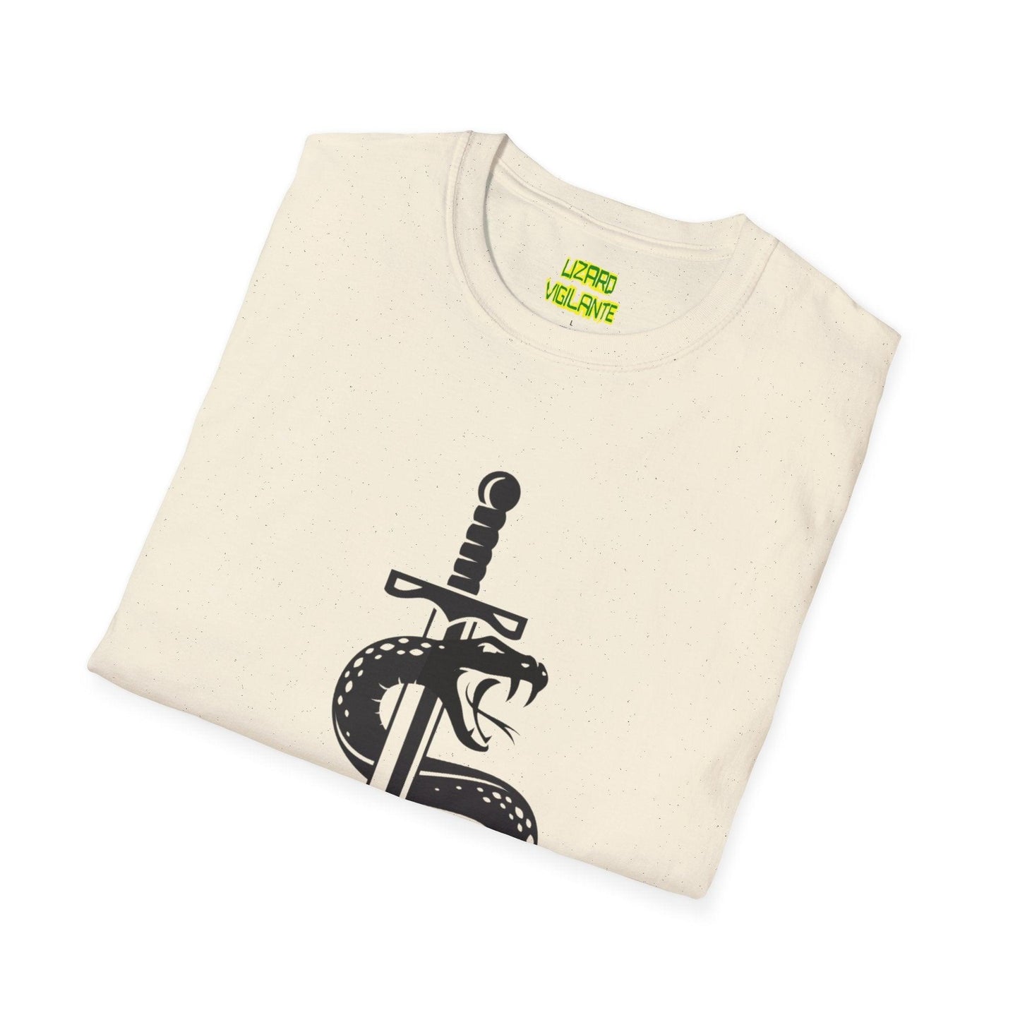 Snake-Wrapped Sword Unisex Softstyle T-Shirt - Lizard Vigilante