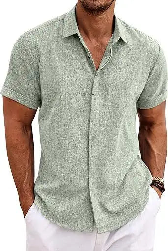 Men's Shirt Short Sleeve Casual Buckle