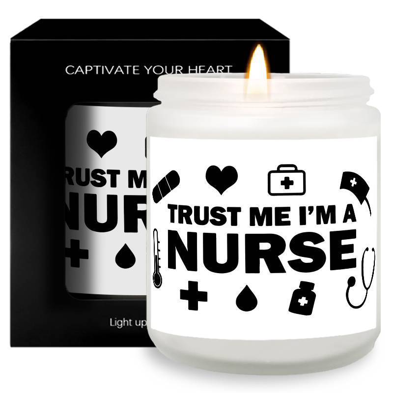 1pc Lavender Scented Candle 5.3oz - "Trust Me, I'm a Nurse" Design with Medical Symbols | Heartfelt Gift for Nurses, Nurse Appreciation, Graduation, Birthdays, Christmas | Soy Wax, Glass Container