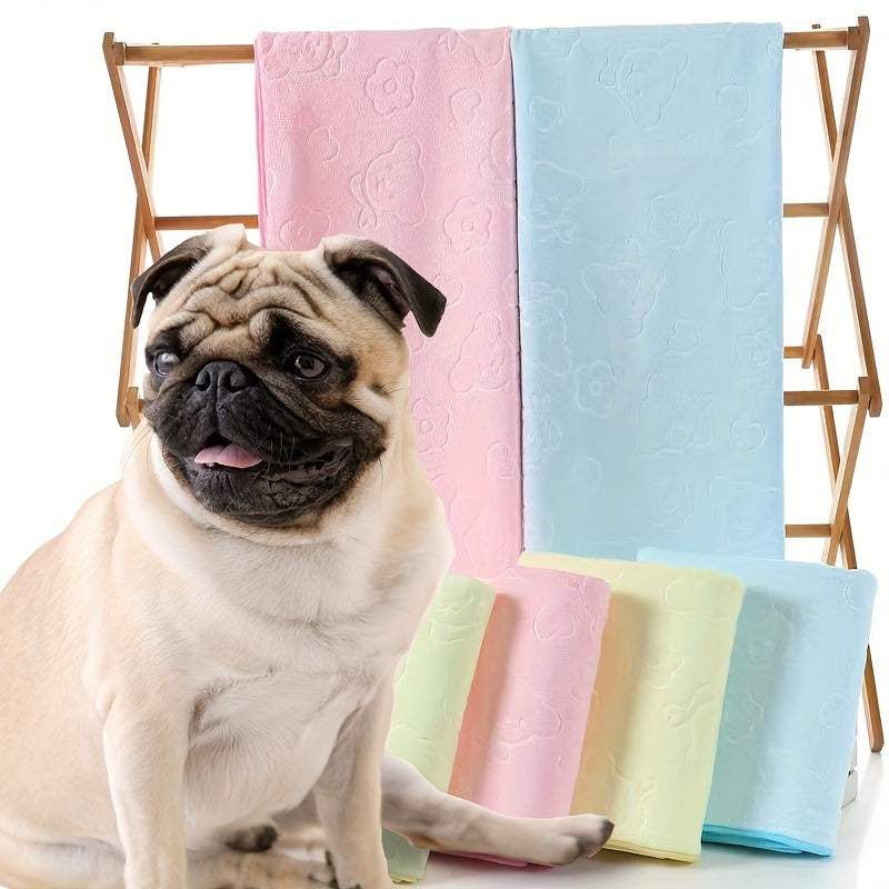 Ultra-Soft Plush Polyester Pet Bath Towel and Blanket - Highly Absorbent Quick-Dry Dog Bath Towel for Grooming, Drying, Sleeping - Durable Pet Towels for Dogs and Cats - 27.56" x 55.12"
