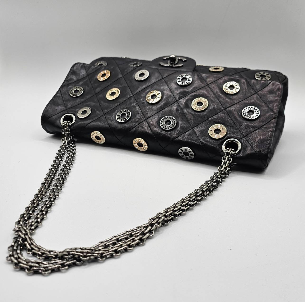 Chanel Star Attitude Flap Bag Grommet Embellished Quilted Leather Large