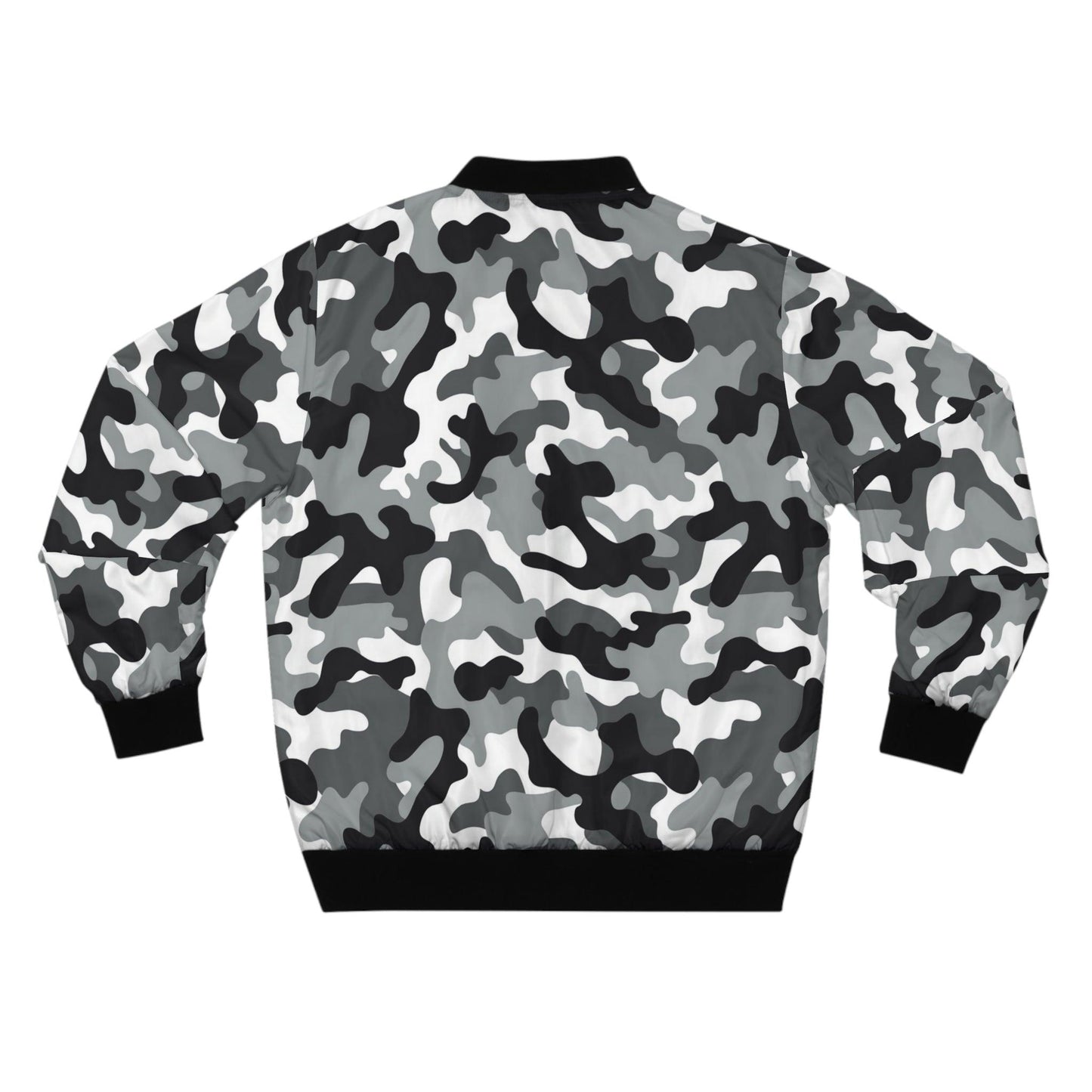 Black, Grey, White Camouflage Men's Bomber Jacket - Lizard Vigilante