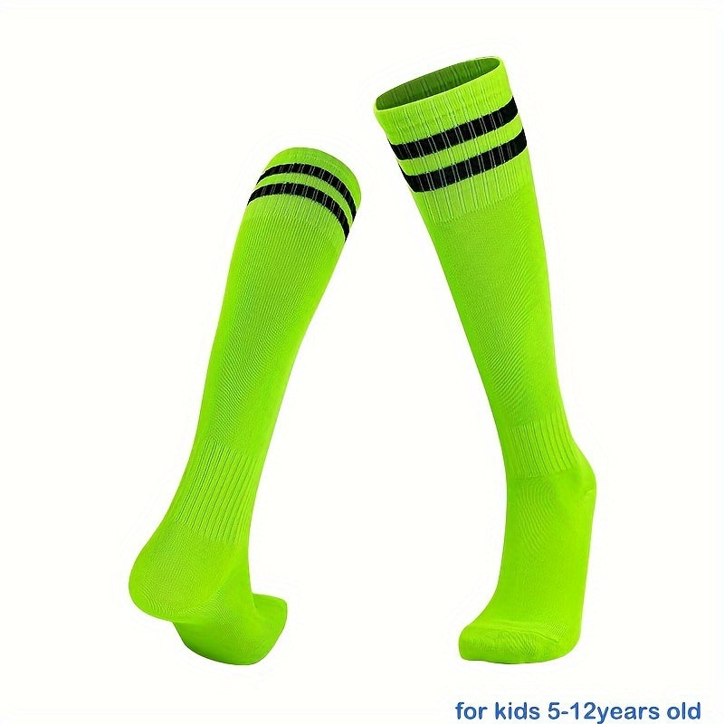 1 pair Striped Knee-High Sports Socks for Kids - Breathable & Comfortable for Basketball, Football & Running