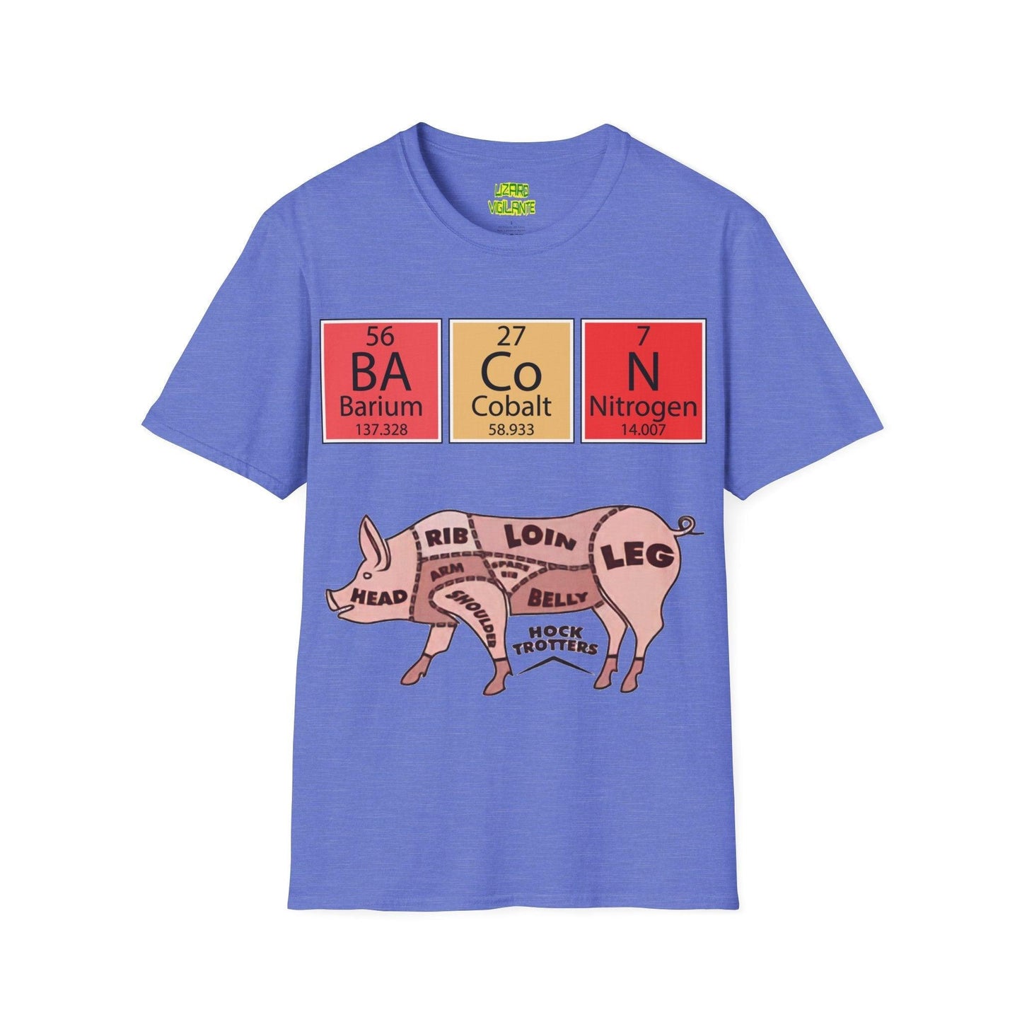 Funny BACON Pig Anatomy Unisex Softstyle T-Shirt - Lizard Vigilante