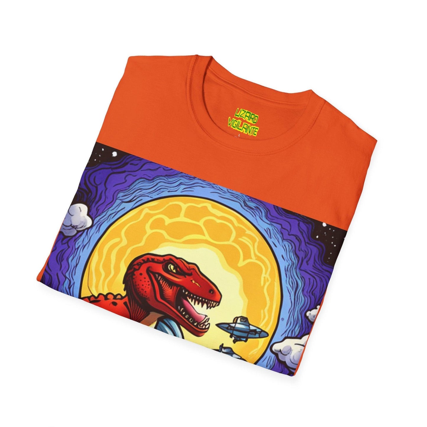 Lizard-saur Plays With Spacecraft Unisex Softstyle T-Shirt - Lizard Vigilante