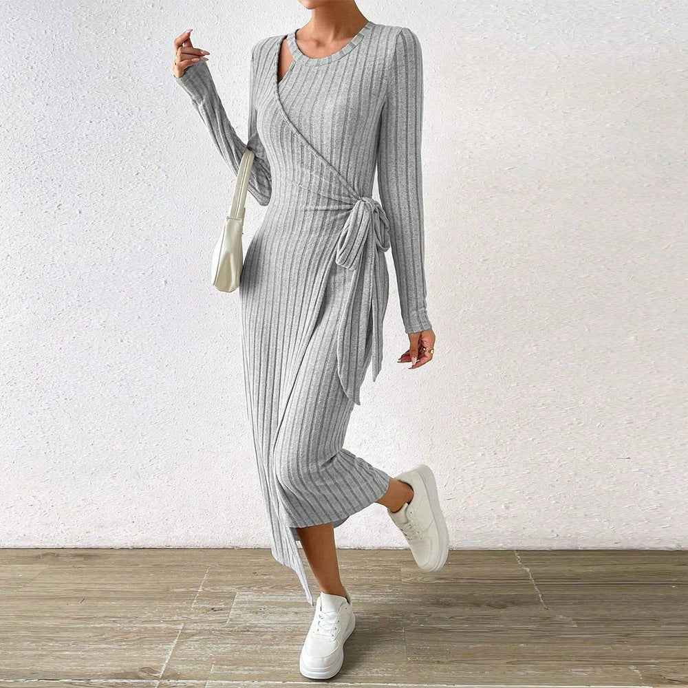 European & Egyptian Solid Sleeve Long Dress