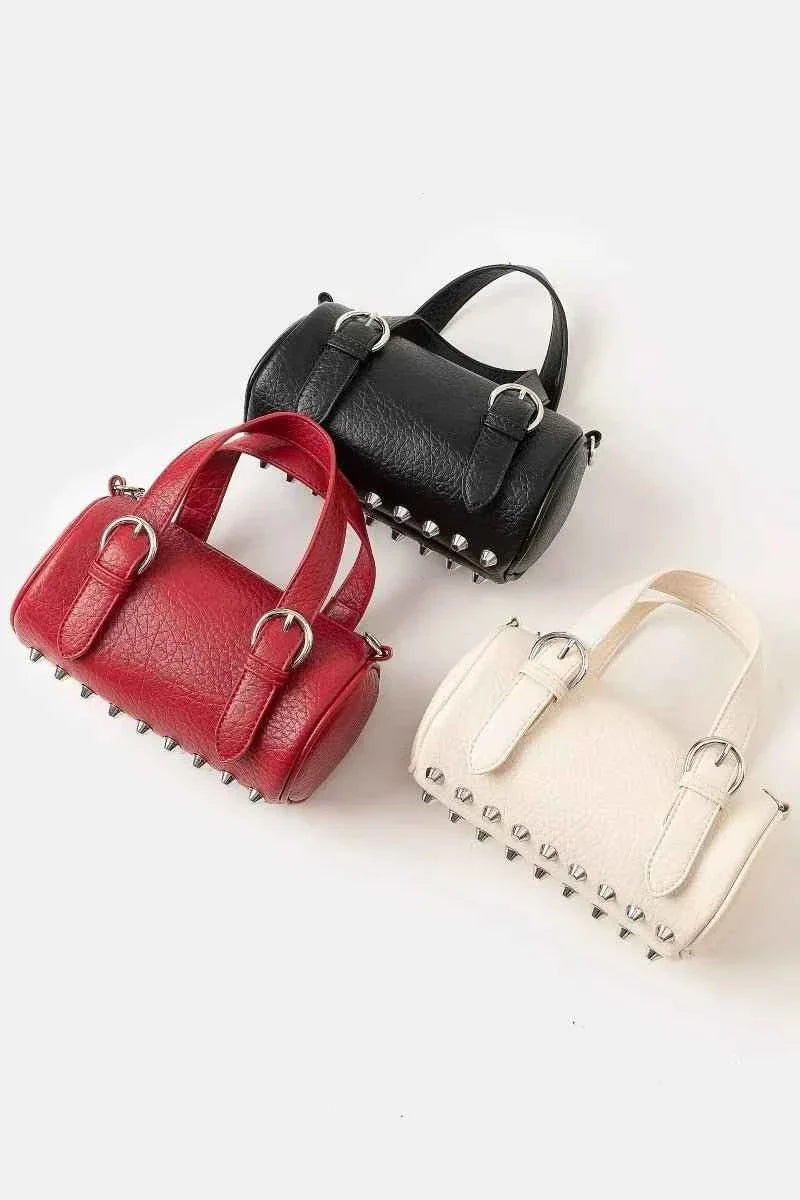 Fame Faux Leather Buckle Strap : Cylinder Hand Bag