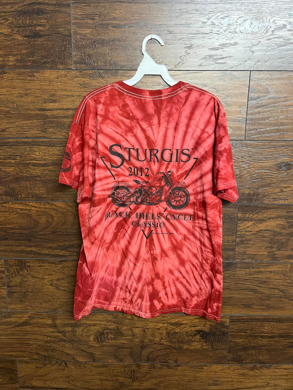 2012 Biker Black HIlls Sturgis Tie Dye T-shirt Bald Eagle L