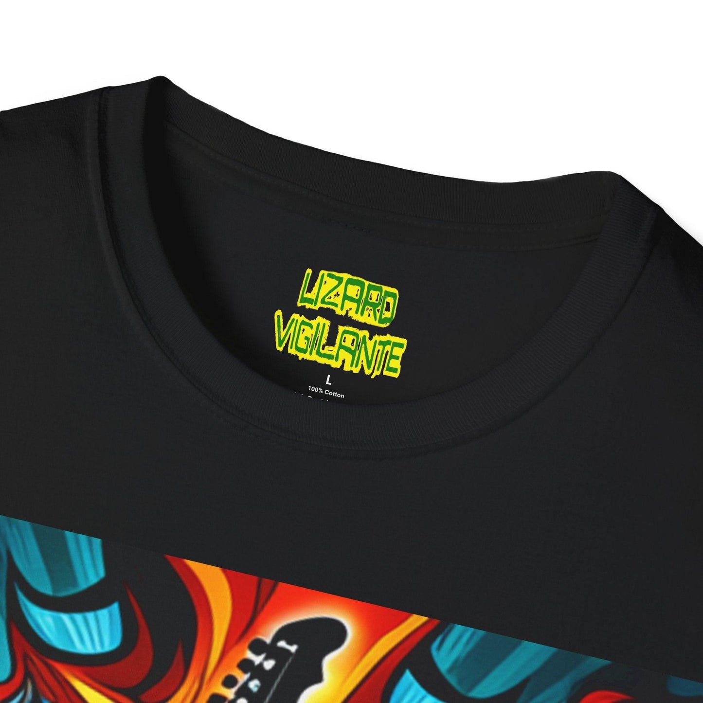 Electric Guitar Ablaze Unisex Softstyle T-Shirt - Lizard Vigilante