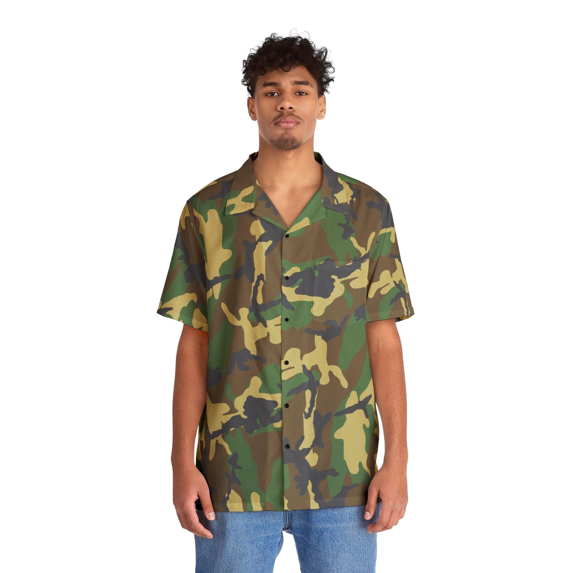 Green Camouflage Men's Hawaiian Shirt - Lizard Vigilante