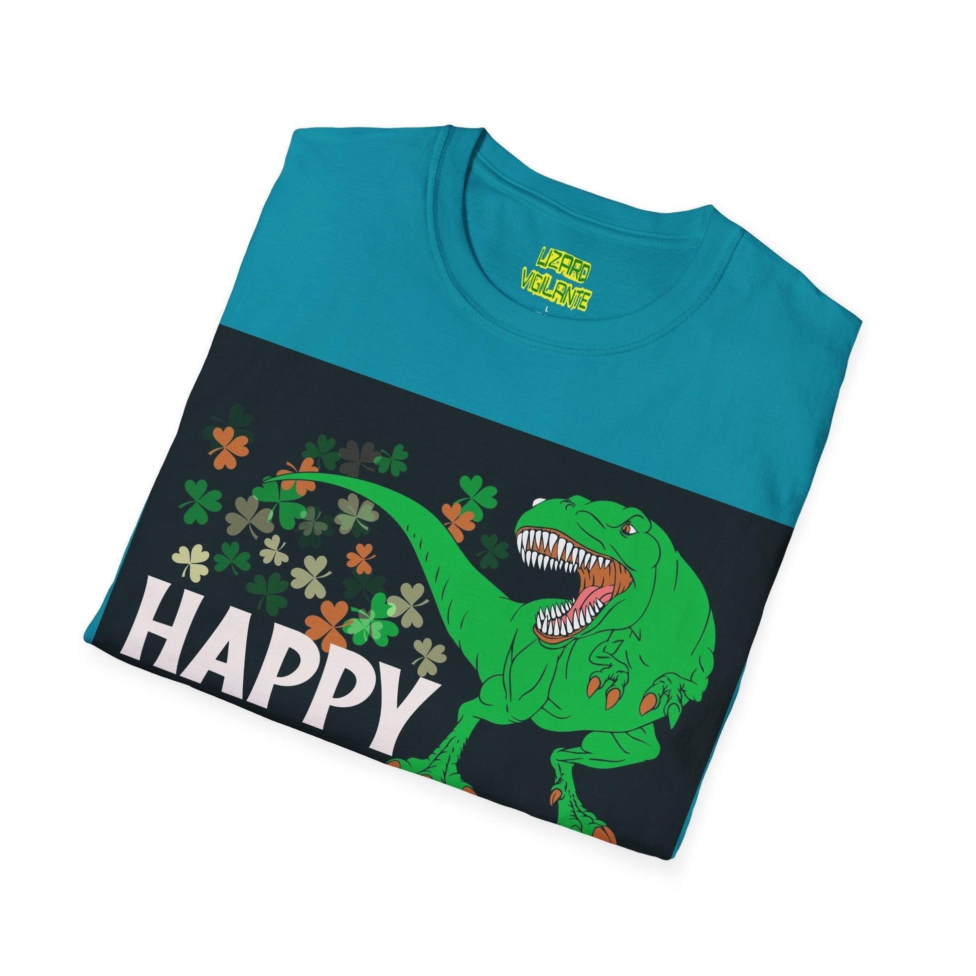 Happy St. Pat-Rex Day T-Rex Dinosaur Unisex Softstyle T-Shirt - Lizard Vigilante