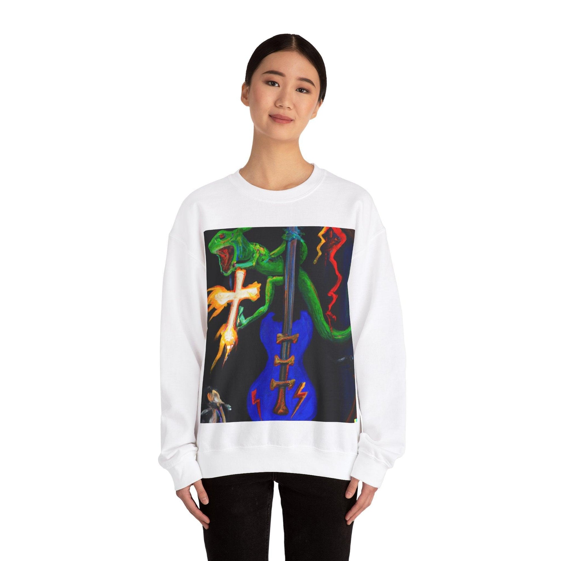 Lizard Vigilante Lightning Cross Unisex Heavy Blend™ Crewneck Sweatshirt - Lizard Vigilante