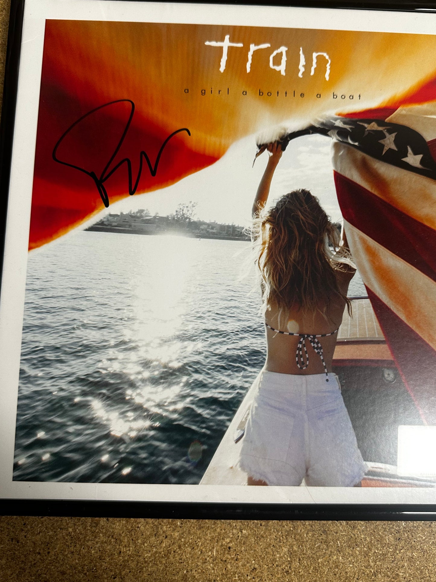 Pat Monahan Of Train Signed A Girl A Bottle A Boat 2017 Vinyl JSA COA