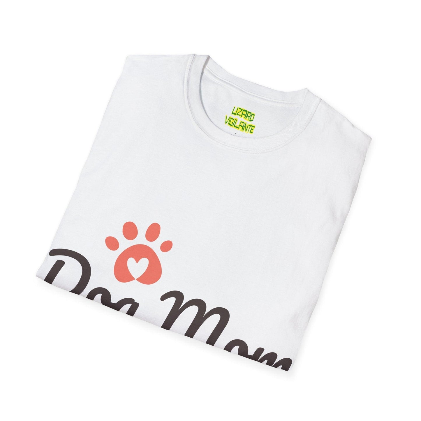 Dog Mom with Paw and a Heart in it Graphic Unisex Softstyle T-Shirt - Lizard Vigilante