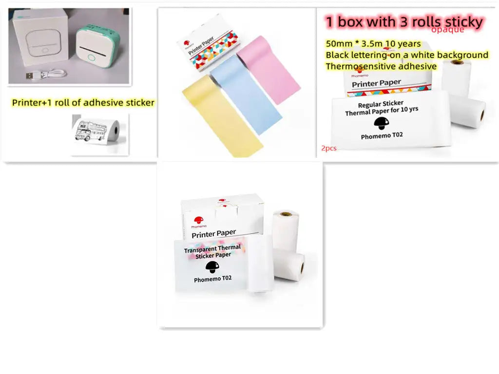 Portable Mini Printer for Students and Hobbyists, Bluetooth Thermal Label Printer