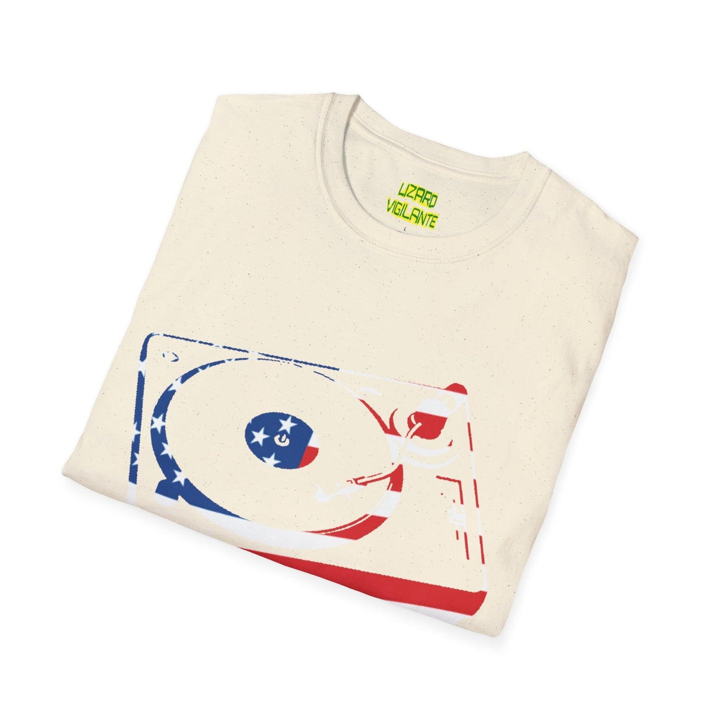 American Flag Turntable Unisex Softstyle DJ T-Shirt - Lizard Vigilante