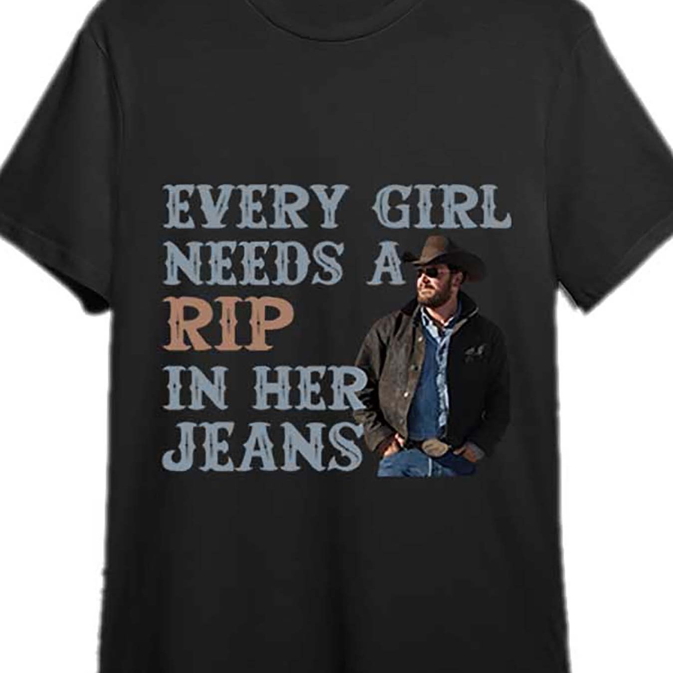 Every Girl Needs a Rip in Her Jeans Organic Cotton Graphic T-Shirt – Short Sleeve Casual Crew Neck Men’s Tee, Fun & Bold Design - Premium T-shirt from Lizard Vigilante - Just $24.99! Shop now at Lizard Vigilante