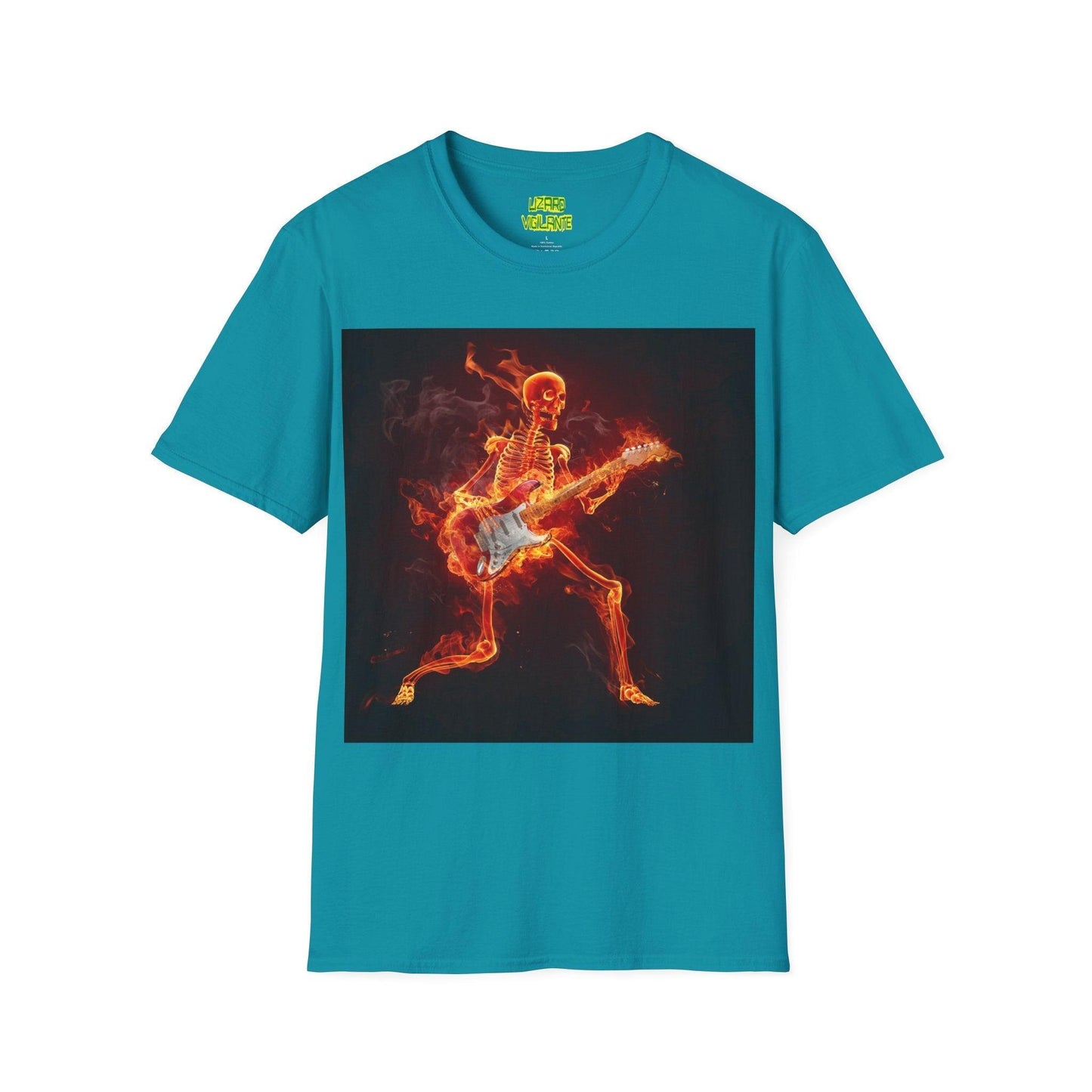 Fiery Guitarist Unisex Softstyle T-Shirt - Lizard Vigilante