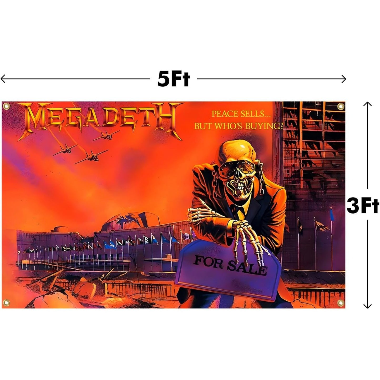 Megadeth Rust in Peace Album Cover Tapestry - Durable Polyester Wall Hanging Decor (3x5 Feet) - Premium tapestry from Lizard Vigilante - Just $23.88! Shop now at Lizard Vigilante