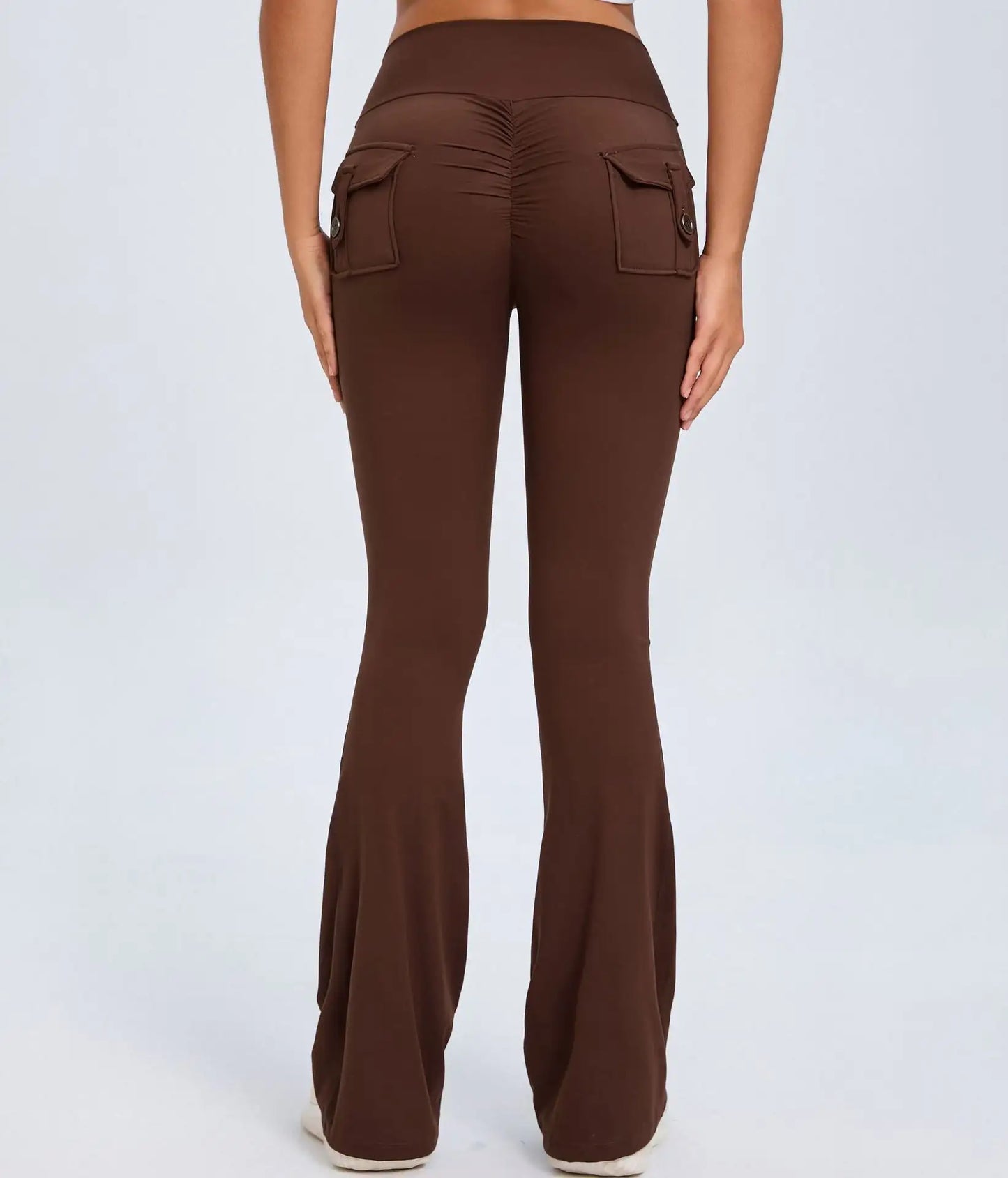 Yoga Fitness Flared Pants With Pockets Ins Fashion Slim High Waist Sports Trousers  Scrunch Butt Booty Workout Lifting Leggings