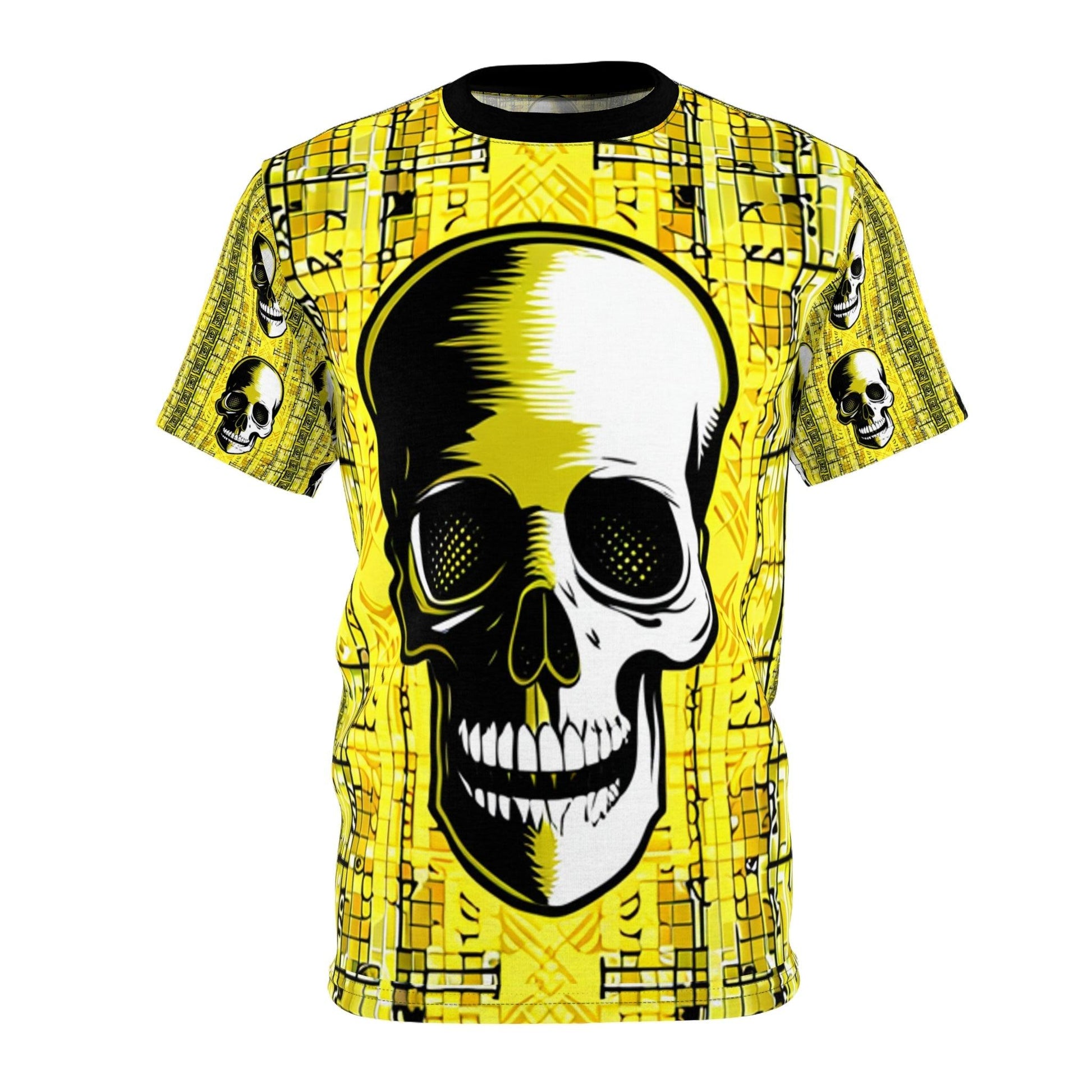 Goldgrid Skull Unisex Cut & Sew Tee (AOP) - Lizard Vigilante