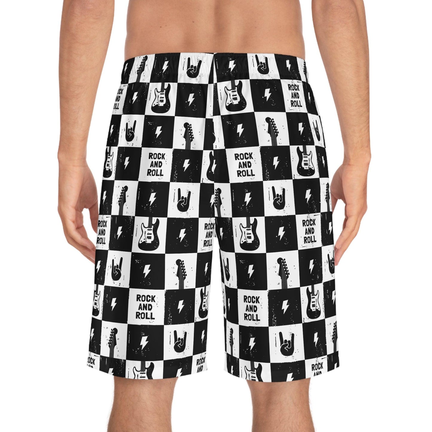 Rock and Roll Squares Men's Board Shorts - Premium All Over Prints from Printify - Just $41.99! Shop now at Lizard Vigilante