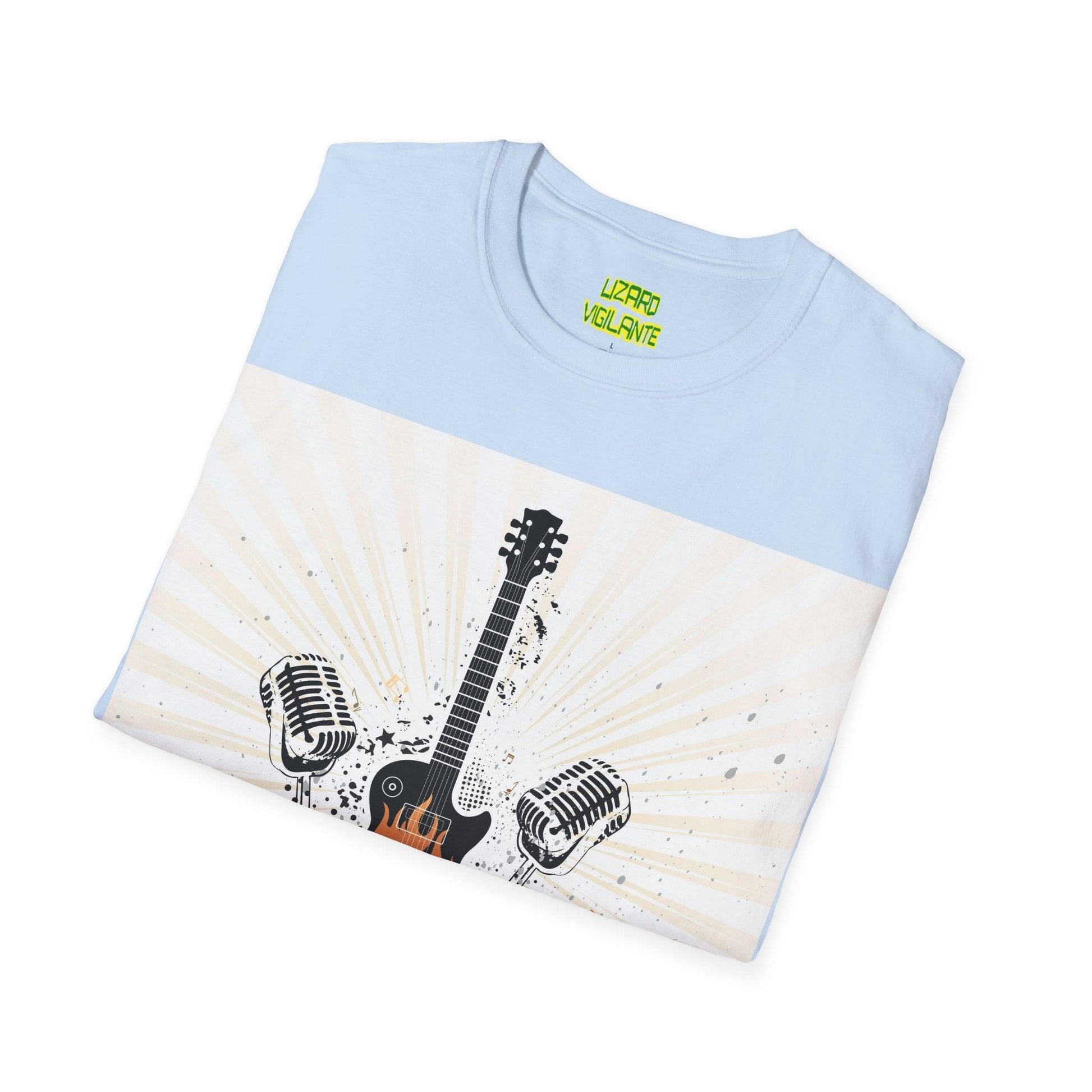 Fire Guitar Mics Speakers Unisex Softstyle T-Shirt - Lizard Vigilante