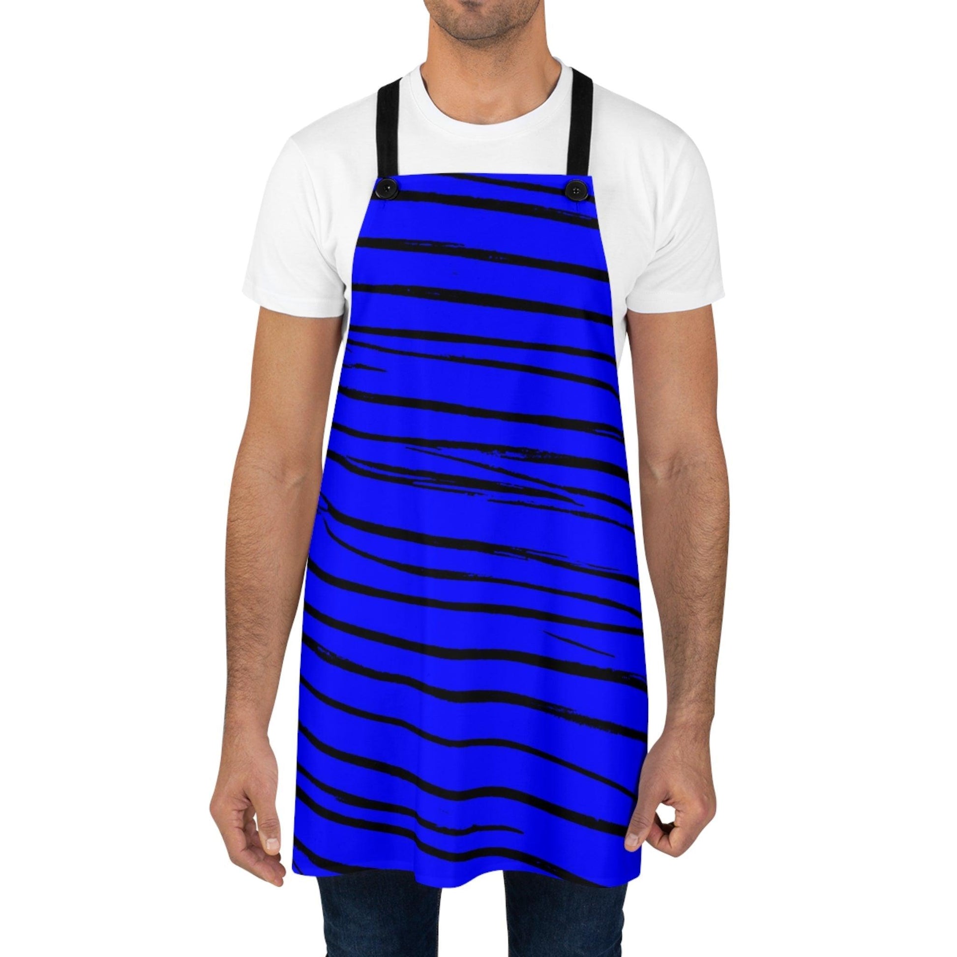 Black & Blue Strips Apron - Lizard Vigilante