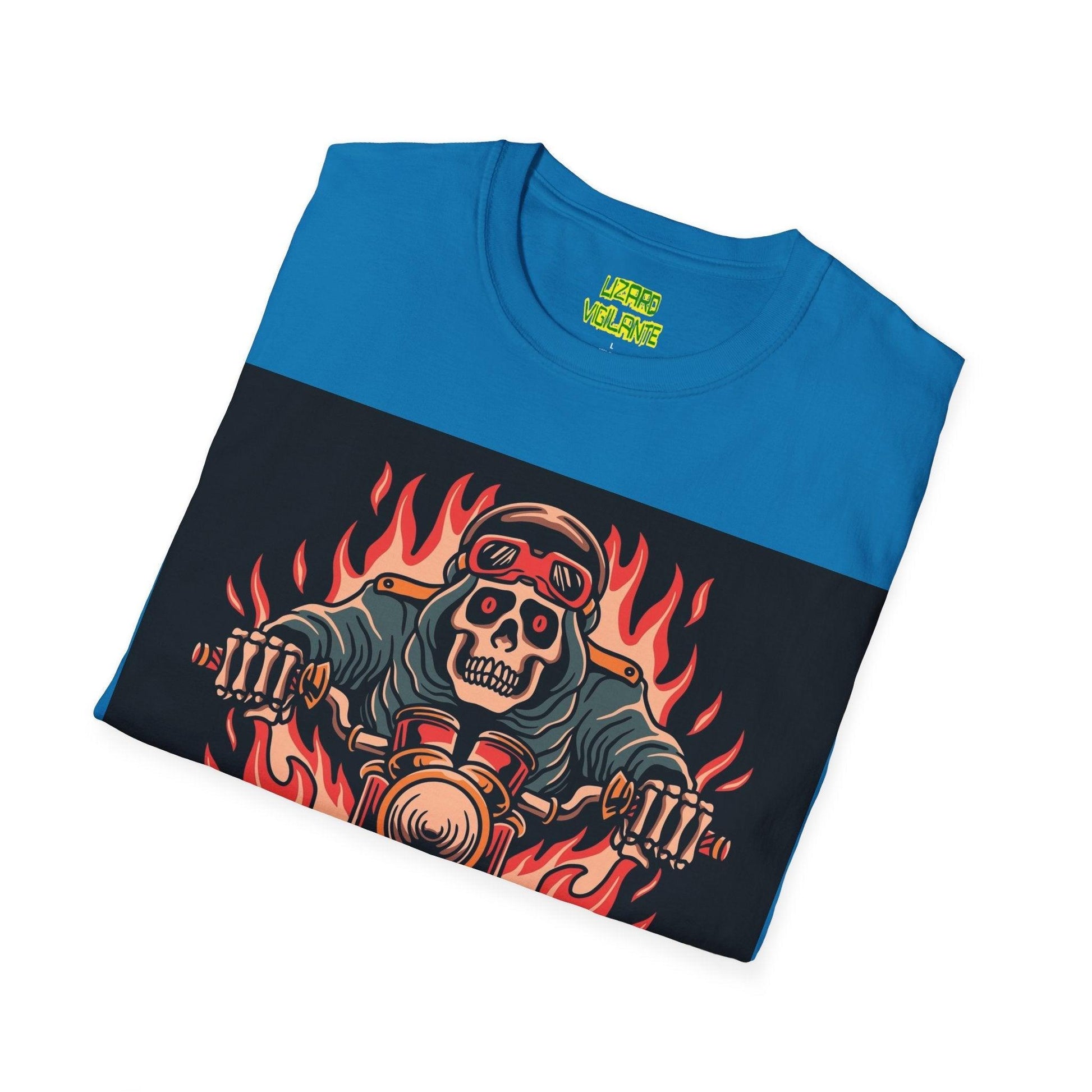 Skeleton Biker Unisex Softstyle T-Shirt - Lizard Vigilante