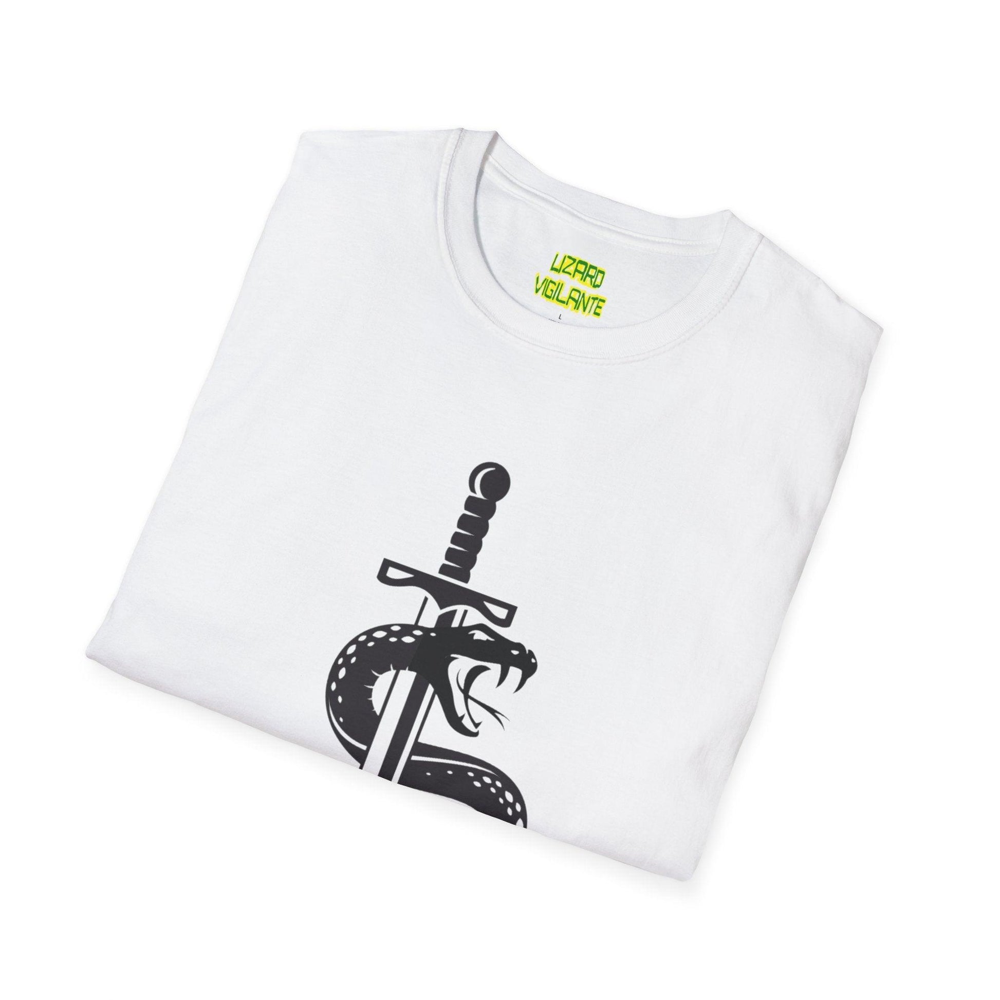 Snake-Wrapped Sword Unisex Softstyle T-Shirt - Lizard Vigilante