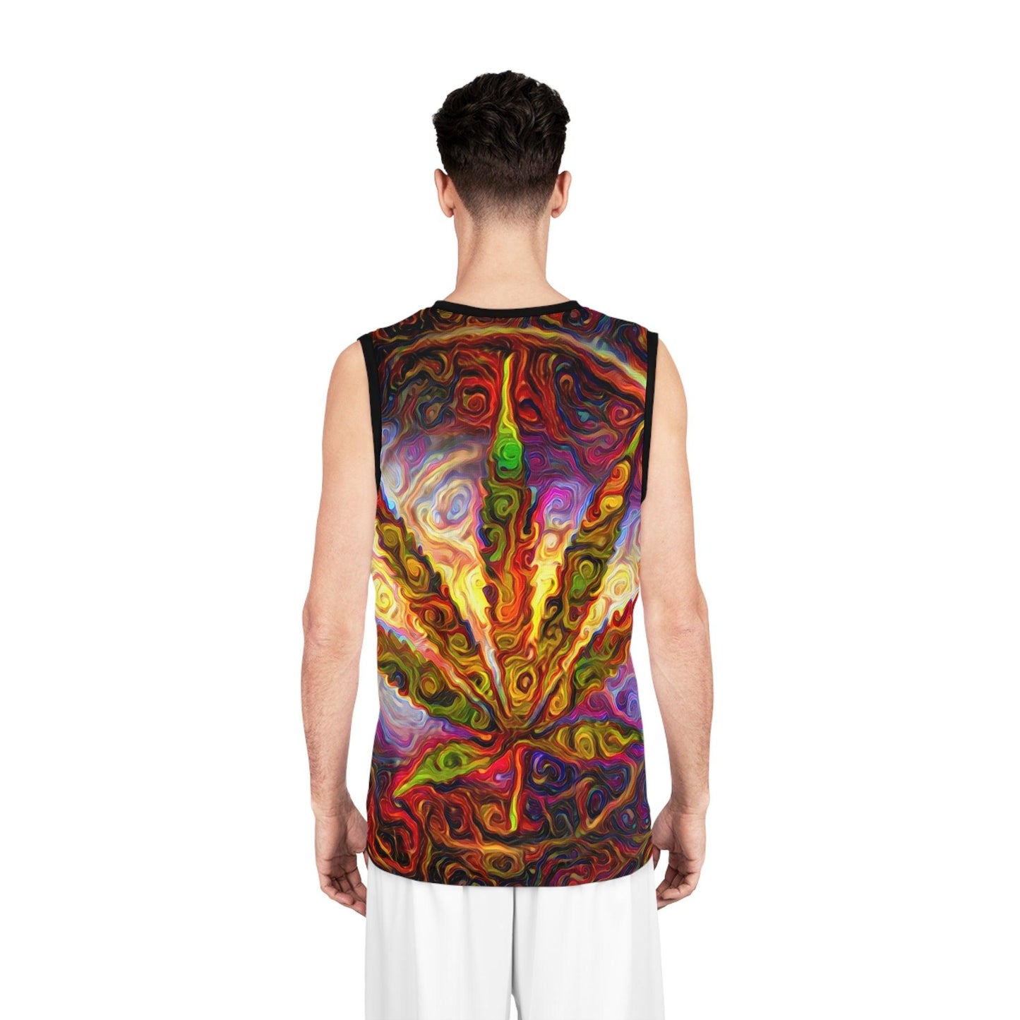 Psychedelic Pot Leaf Basketball Jersey - Lizard Vigilante