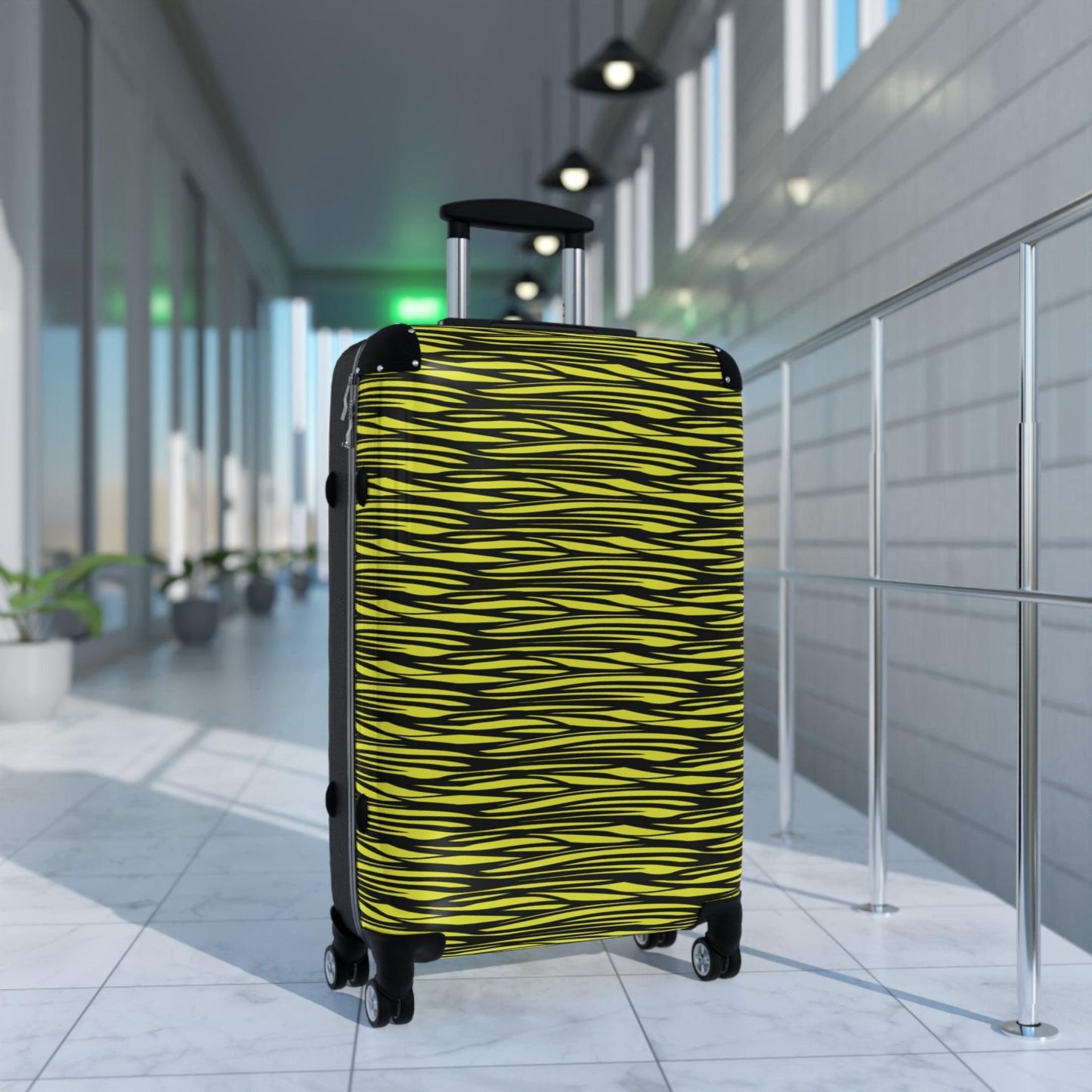 Black Yellow Camo Lines Suitcase - Lizard Vigilante