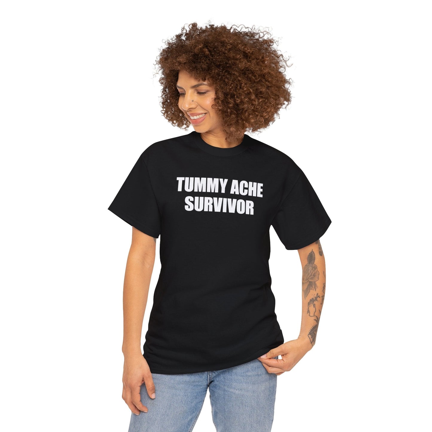 Tummy Ache Survivor Shirt – Funny Meme T-Shirt for Food Lovers & Humor Fans