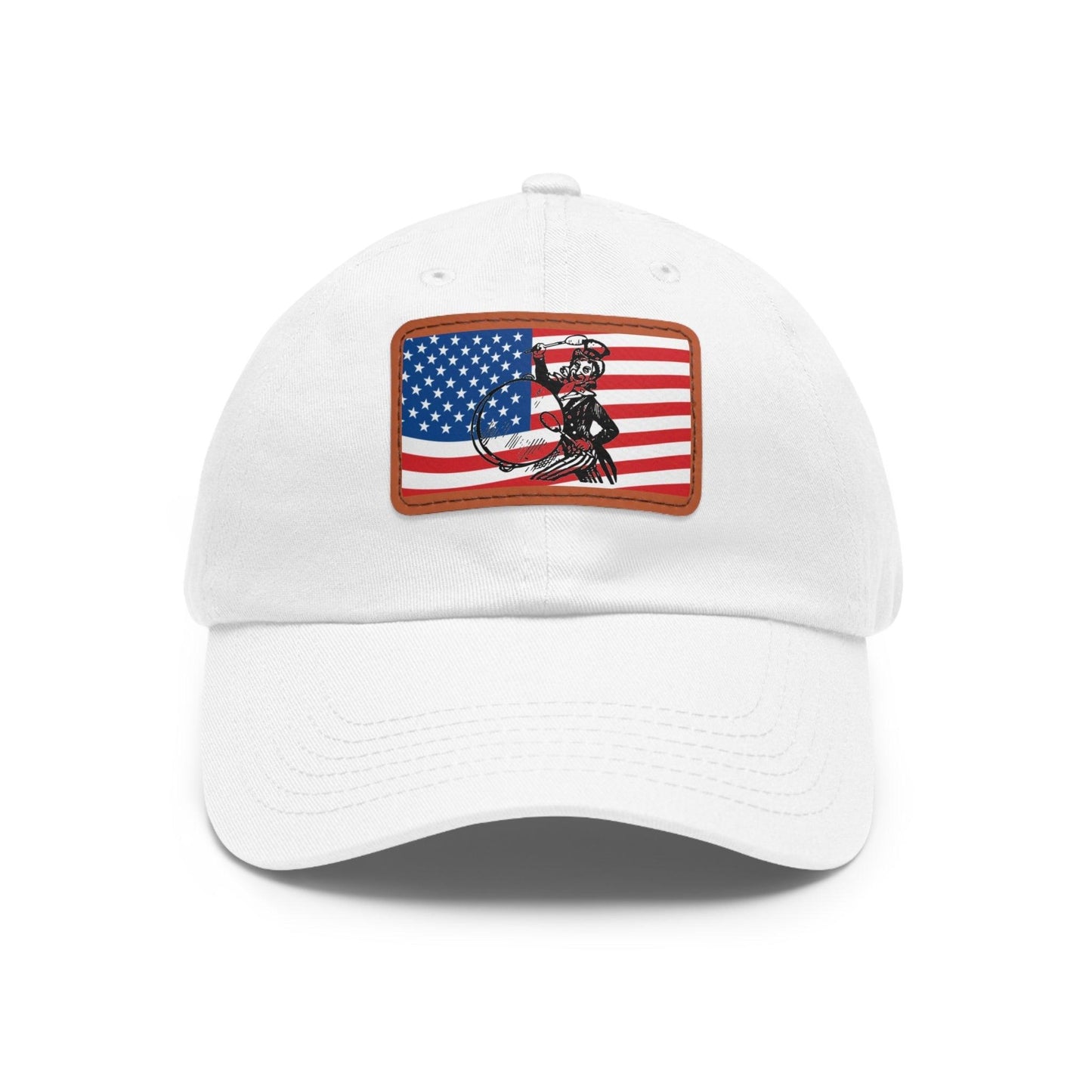 American Flag With Uncle Sam Drummer Dad Hat with Leather Patch (Rectangle) - Lizard Vigilante