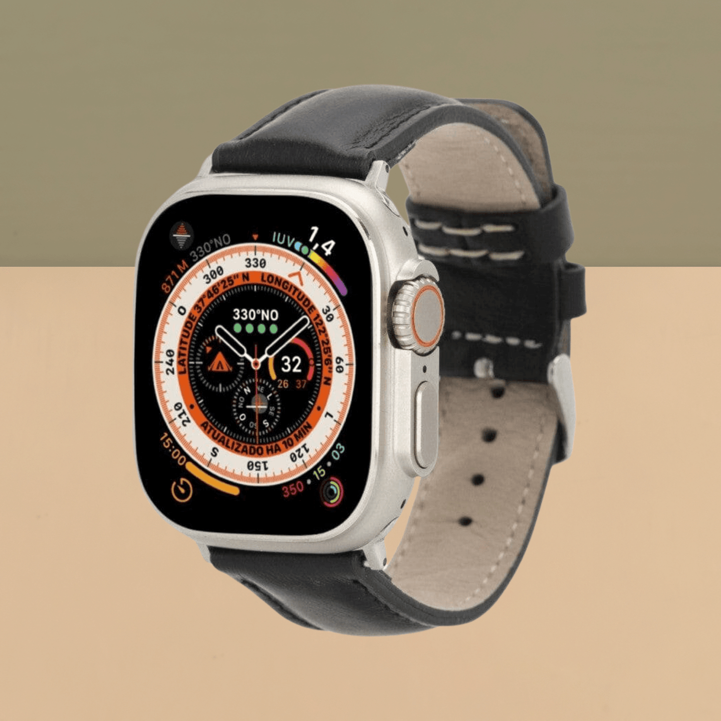 Apple Watch Black Leather Strap - Boston