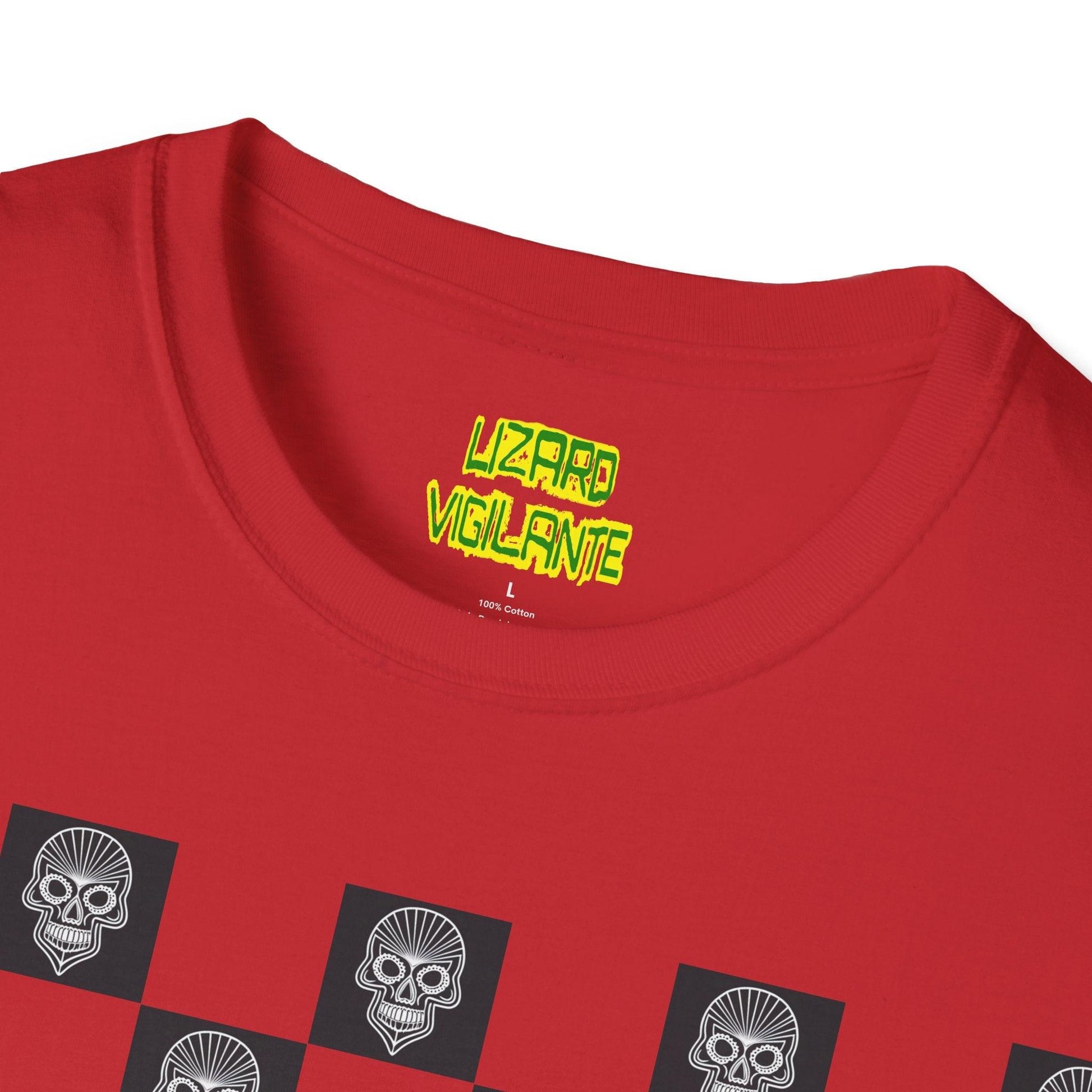 Checkerboard Skull Unisex Softstyle T-Shirt - Lizard Vigilante