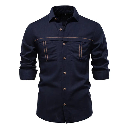 Men's Long Sleeve Shirt With Pocket Decoration