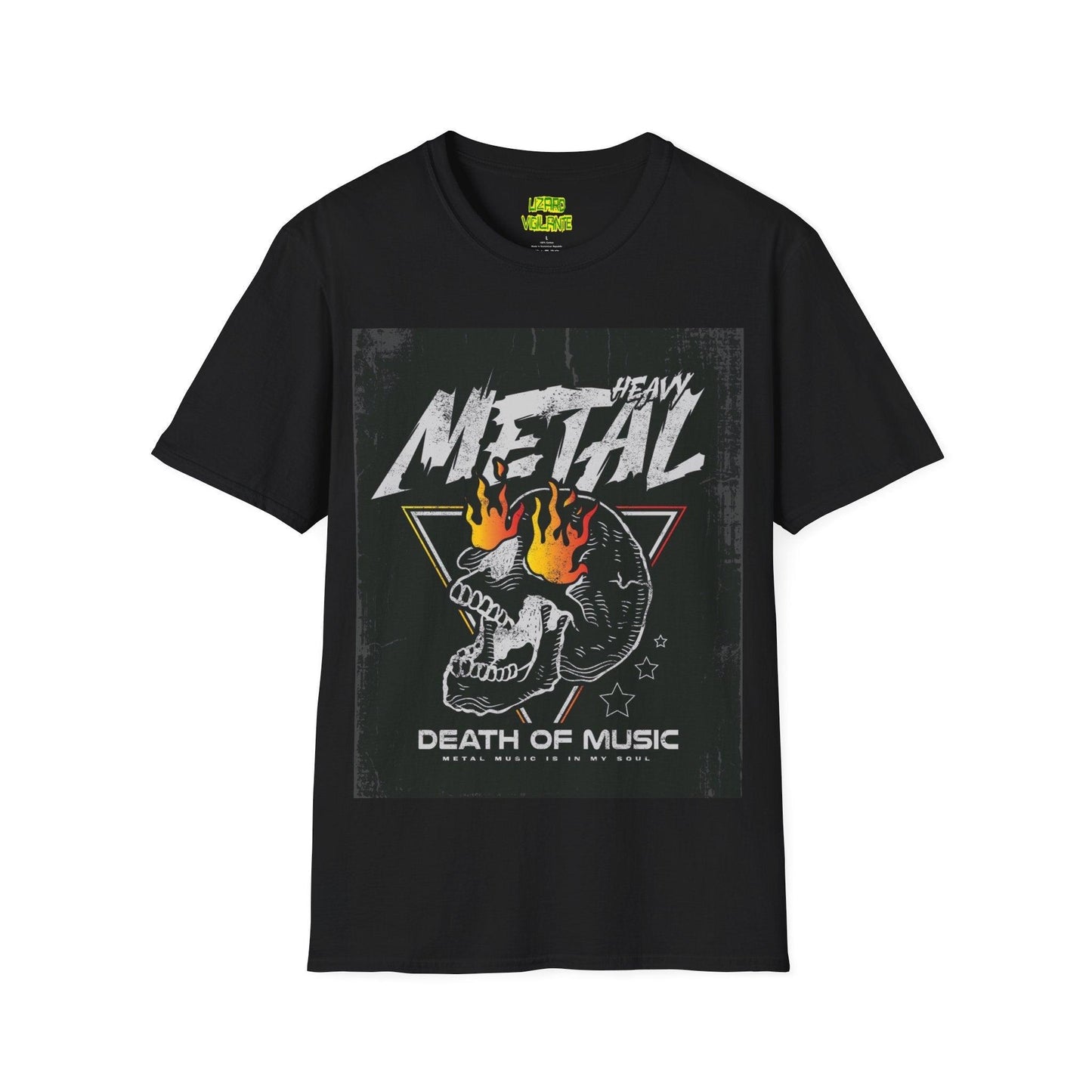 Heavy Metal Death Of Music Unisex Softstyle T-Shirt - Lizard Vigilante