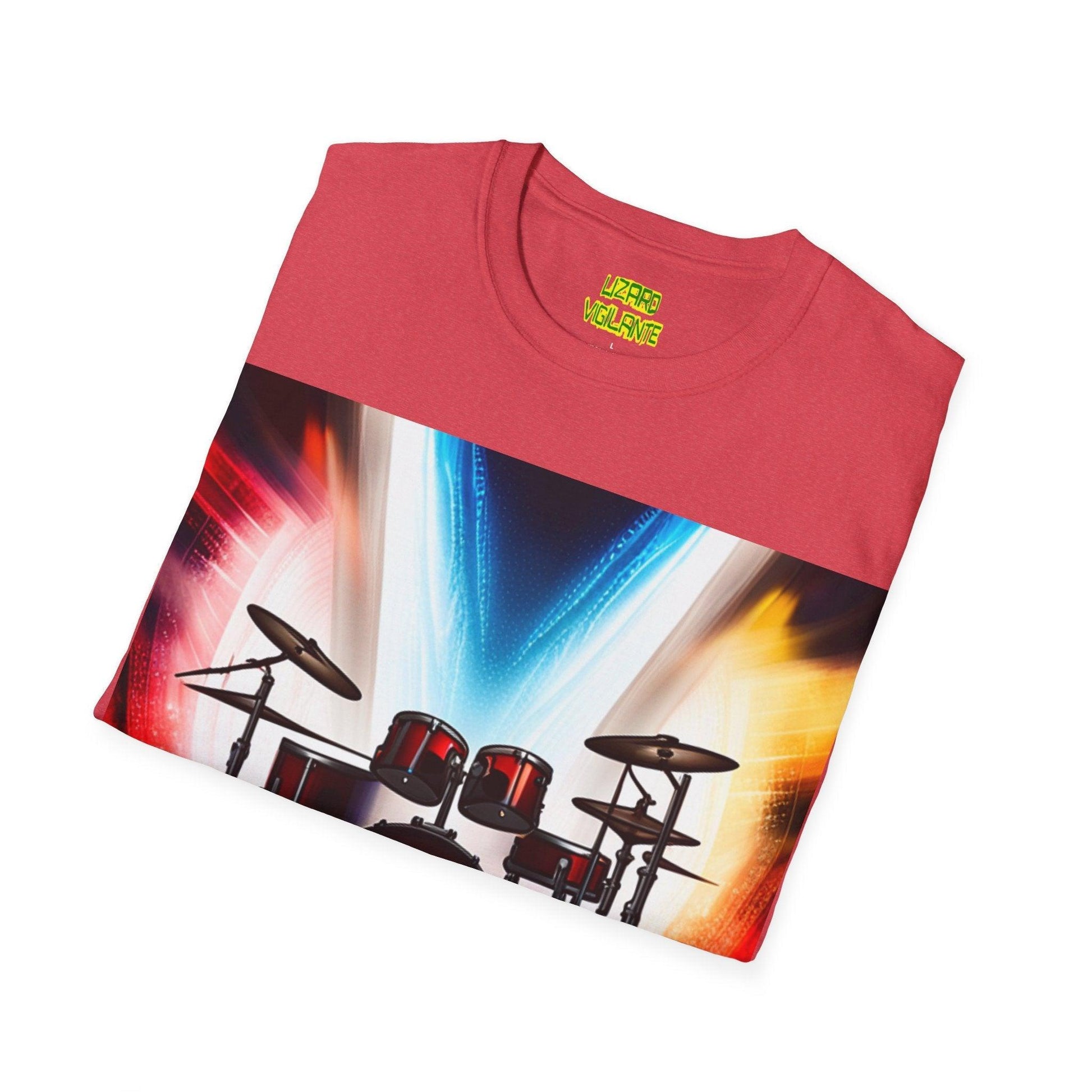 Rock Concert Drums Unisex Softstyle T-Shirt - Lizard Vigilante