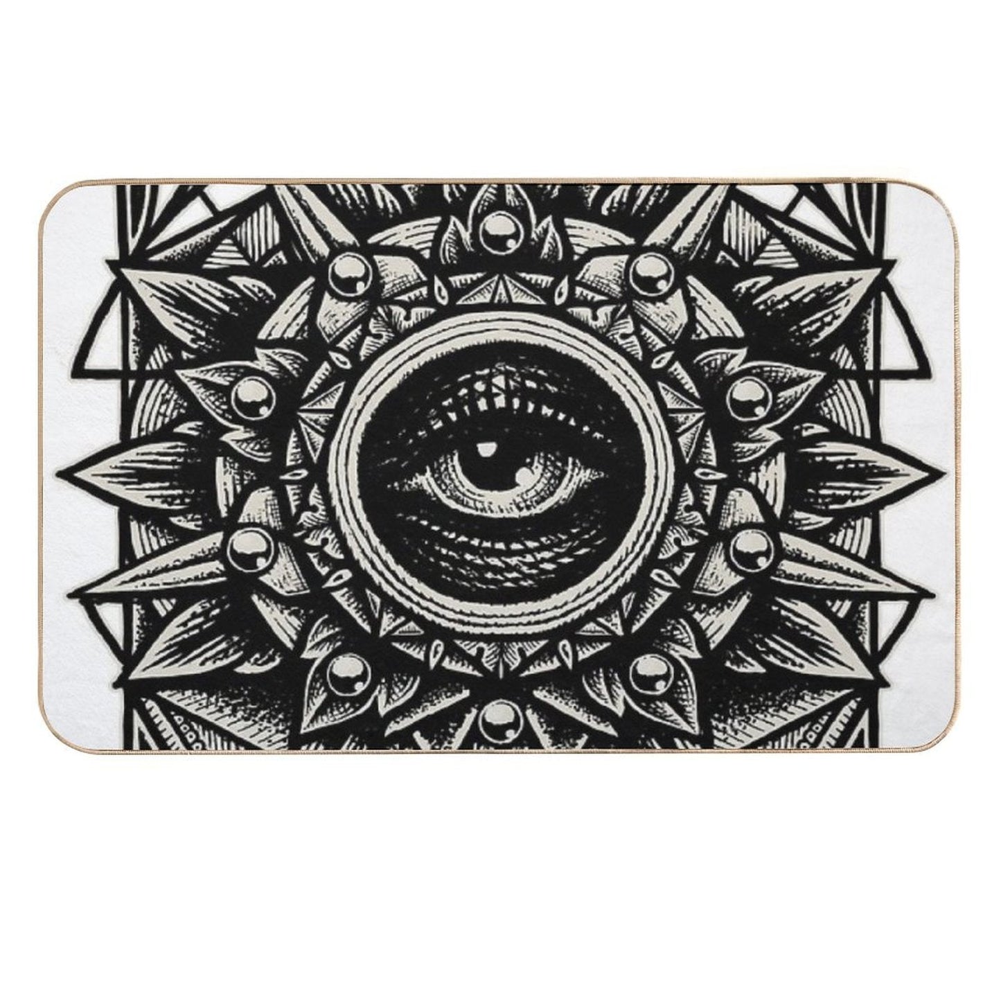 Sacred Geometry Seraphim Star Mandala Black  Dirt-Trapping Bath Mat