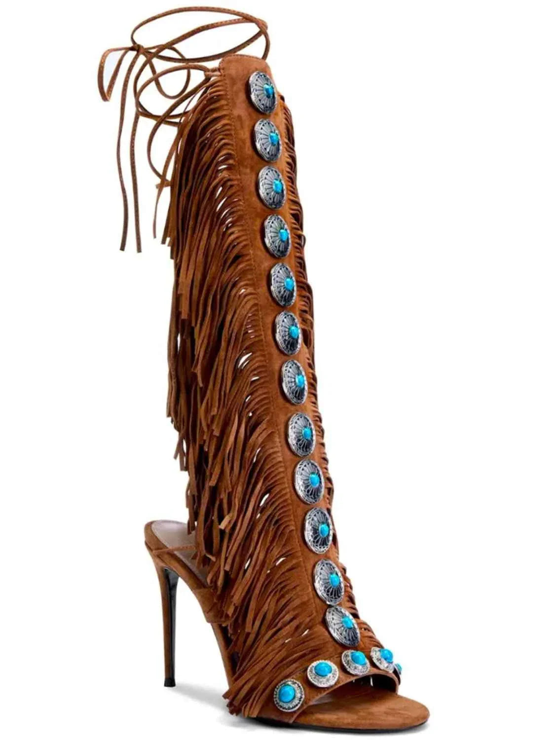 Fringe Lace Up : High Heel Sandal