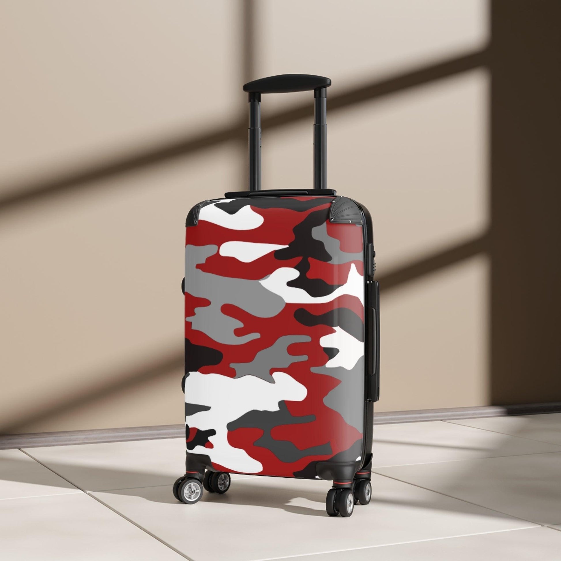 Red Black Grey White Camouflage Suitcase - Lizard Vigilante