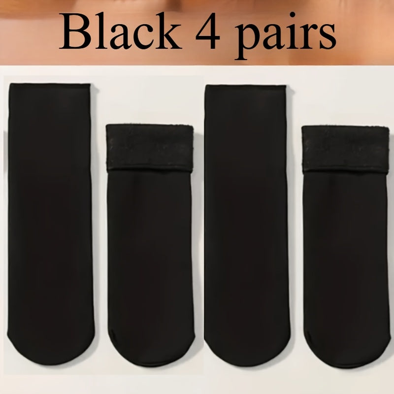 4 Pairs Snow Socks With Plush Lined, Thickened Warm Floor Socks, Winter Cold Cold Warm Socks