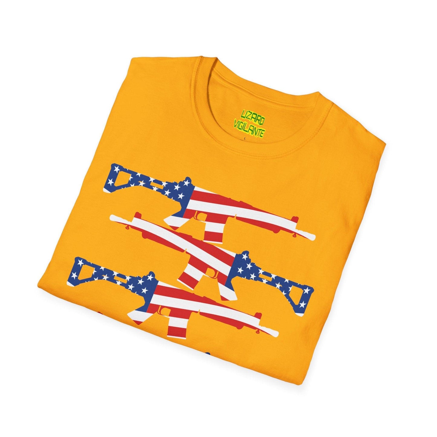 American Flag Guns Unisex Softstyle T-Shirt - Lizard Vigilante