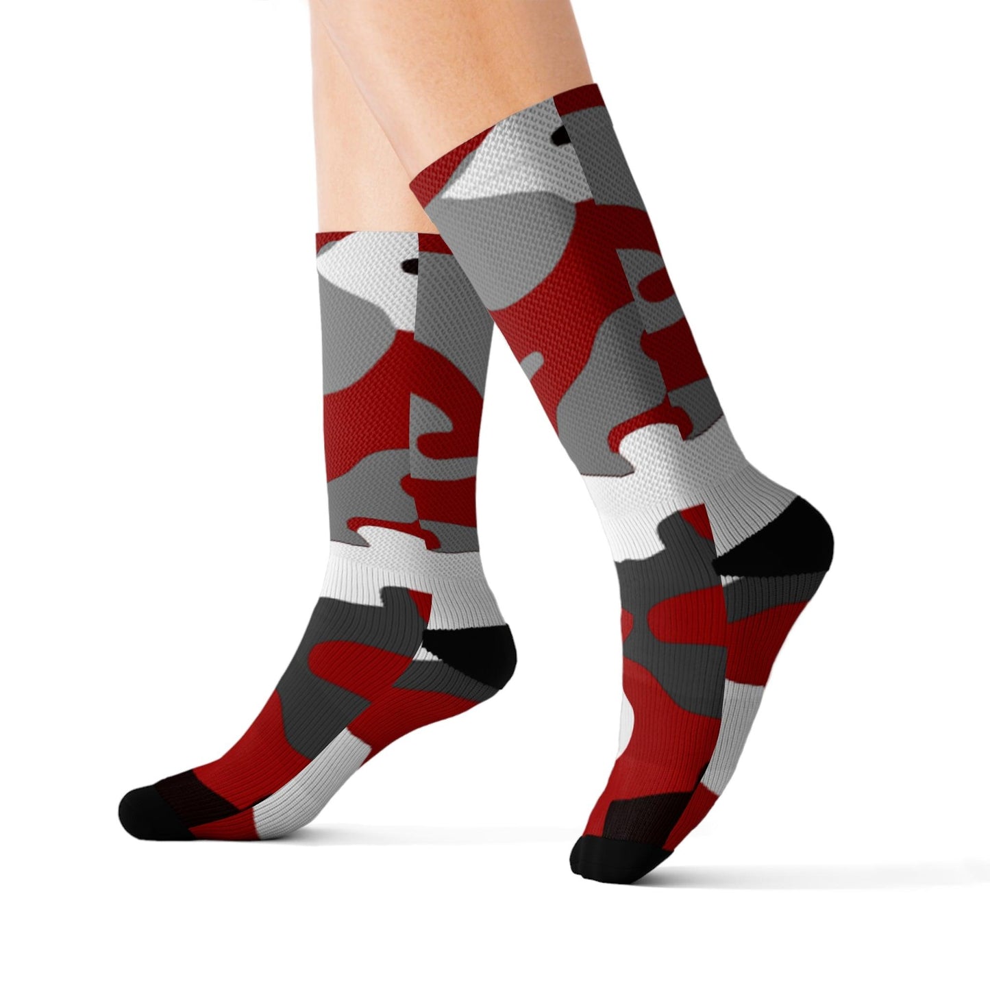 Red Black Grey White Sublimation Socks - Lizard Vigilante