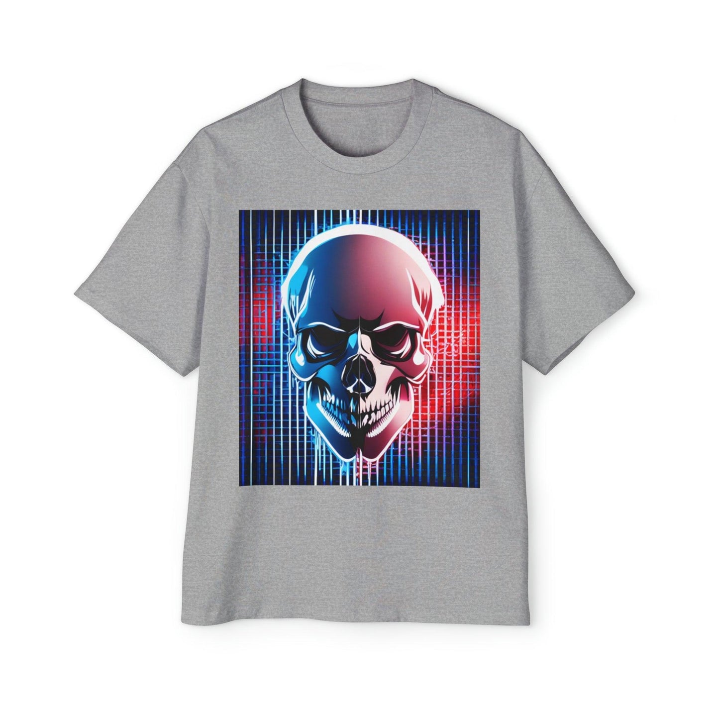 Grid Skull Men's Heavy Oversized Tee - Lizard Vigilante