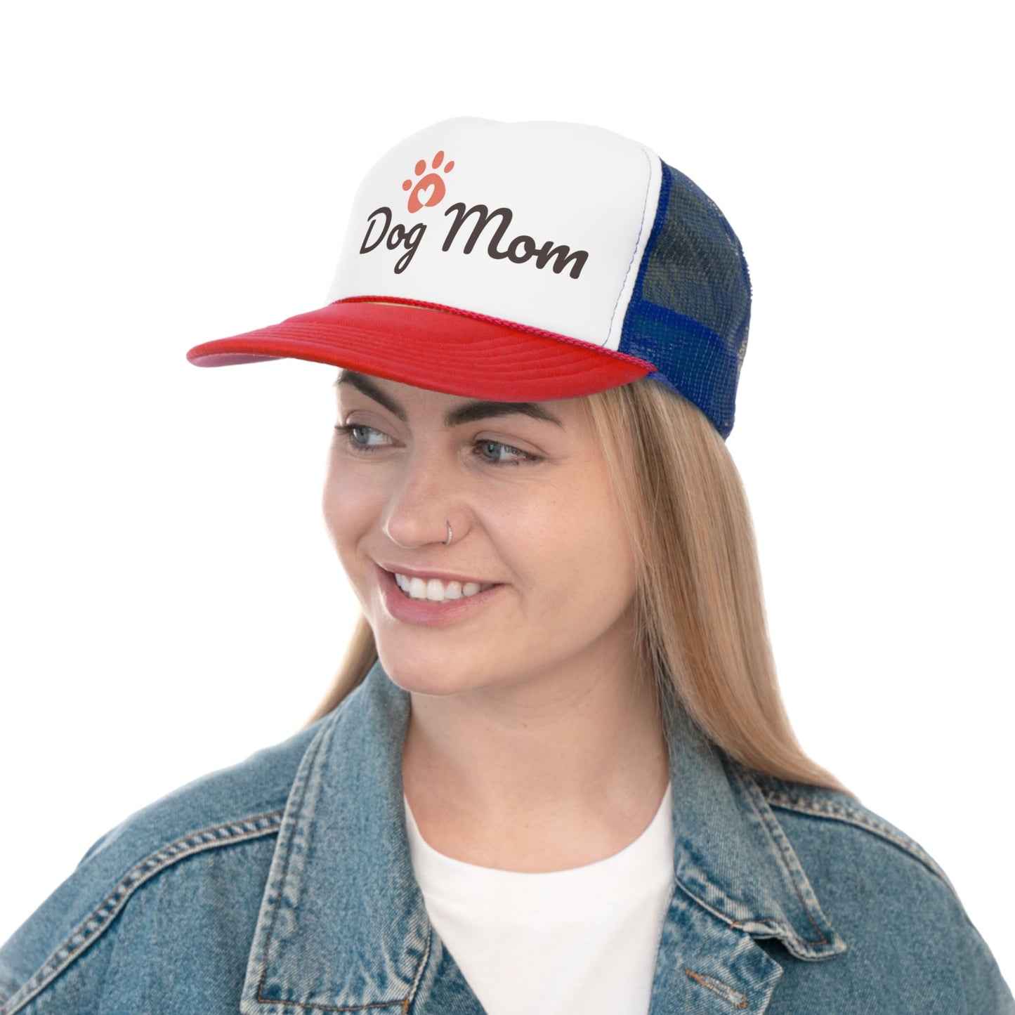 Dog Mom With a Puppy Paw Print Trucker Caps - Lizard Vigilante