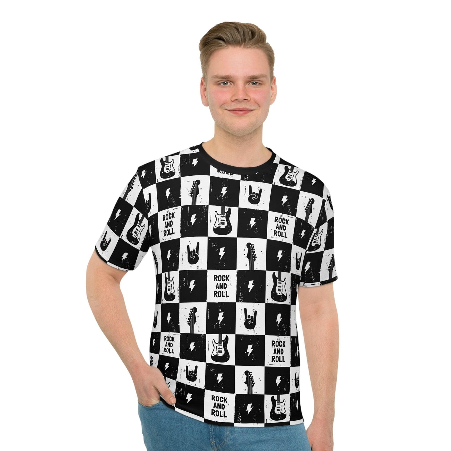 Rock and Roll Squares Men's Loose T-shirt - Premium All Over Prints from Printify - Just $28.99! Shop now at Lizard Vigilante