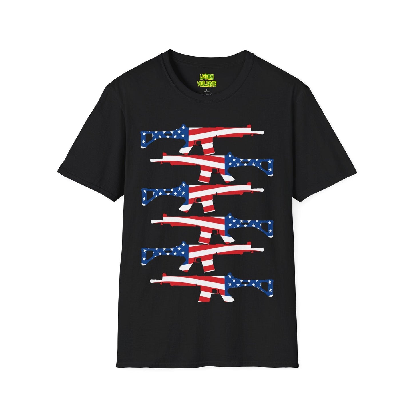 American Flag Guns Unisex Softstyle T-Shirt - Lizard Vigilante